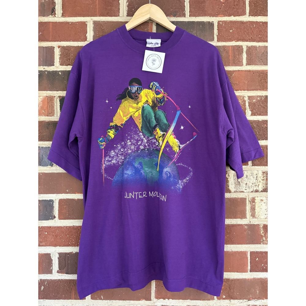 Dallas Alice Hunter Mountain Vintage Shirt Mens XL Purple Ski Graphic Tee T-Shir